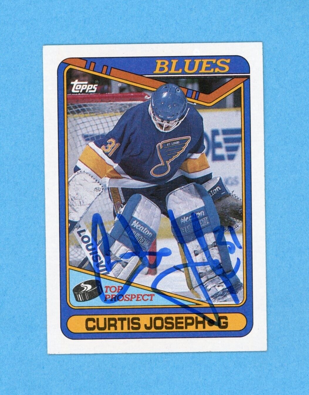 Curtis Joseph St. Louis Blues 1990-91 Topps #171 Autographed Rookie Hockey Card