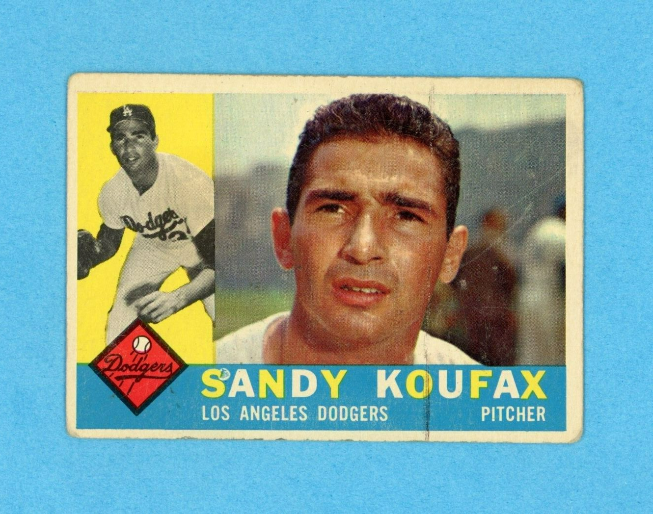 1960 Topps #343 Sandy Koufax Los Angeles Dodgers Baseball Card VG scr prt ln