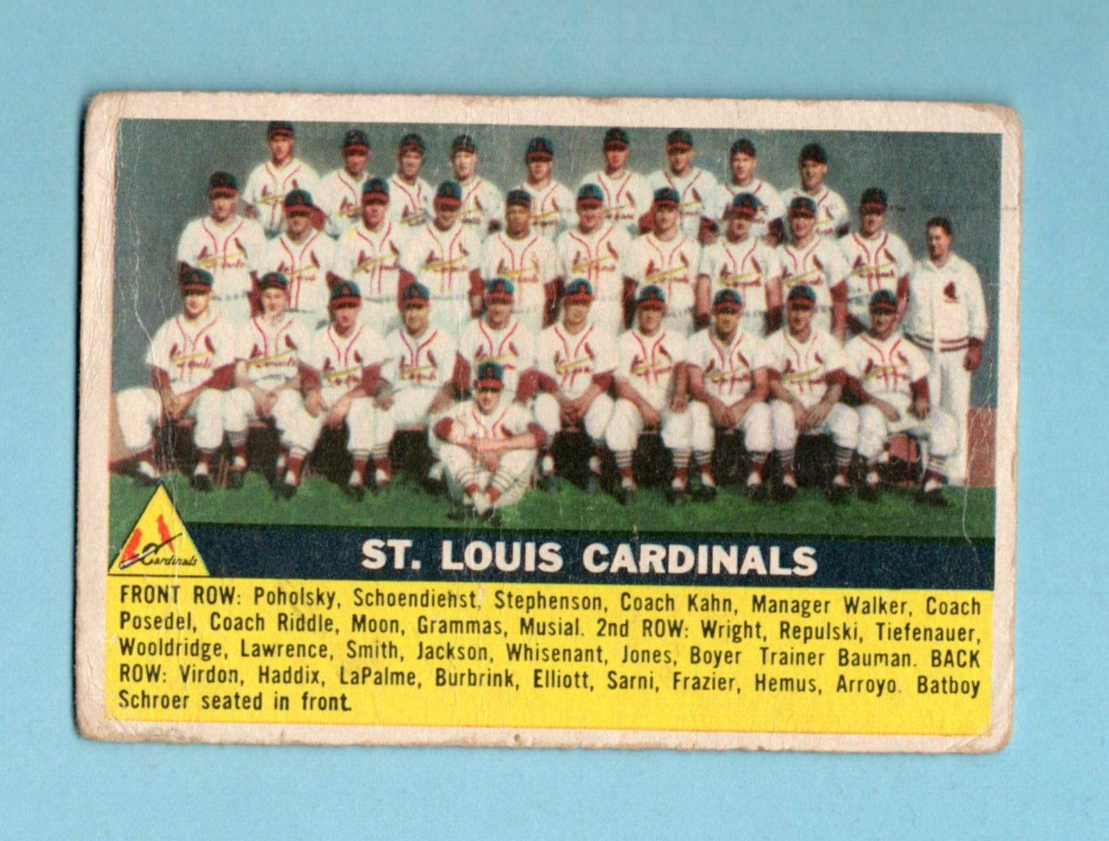 1956 Topps #134 St. Louis Cardinals Team Baseball Card Low Grade