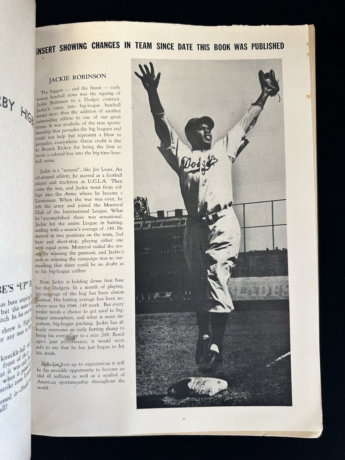 1947 Beloved Bums Brooklyn Dodgers Yearbook - Jackie Robinson Rookie EX loose pg