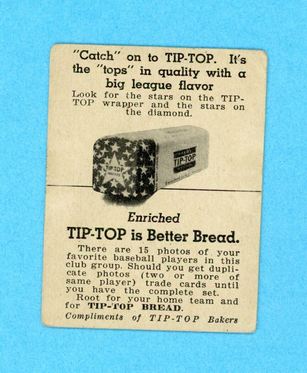 1947 Tip Top Bread Bob Swift Detroit Tigers Baseball Card Low Grade