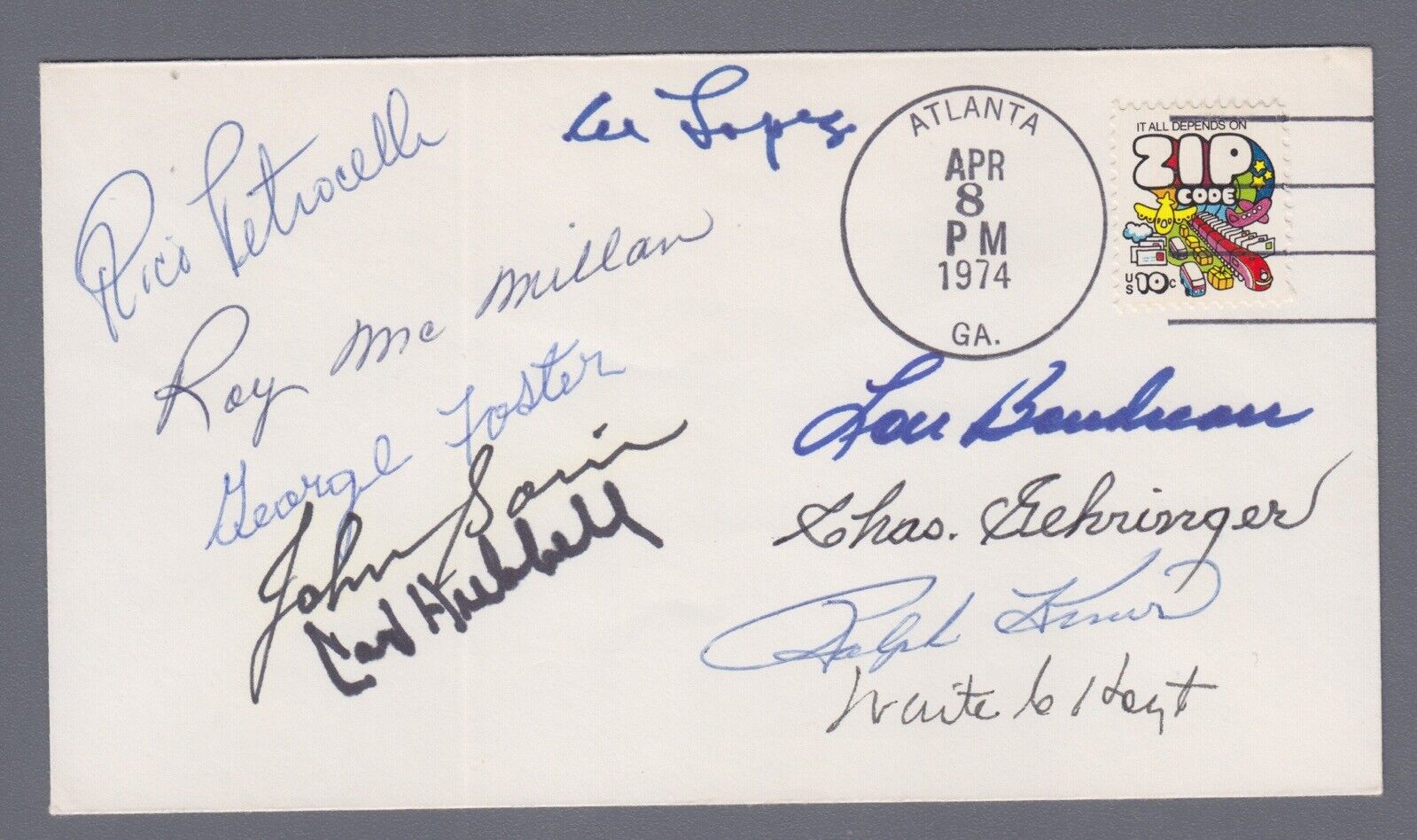 6 Hall of Famers + Signed Cachet First Day Cover 4/8/74 Auto with B&E Hologram