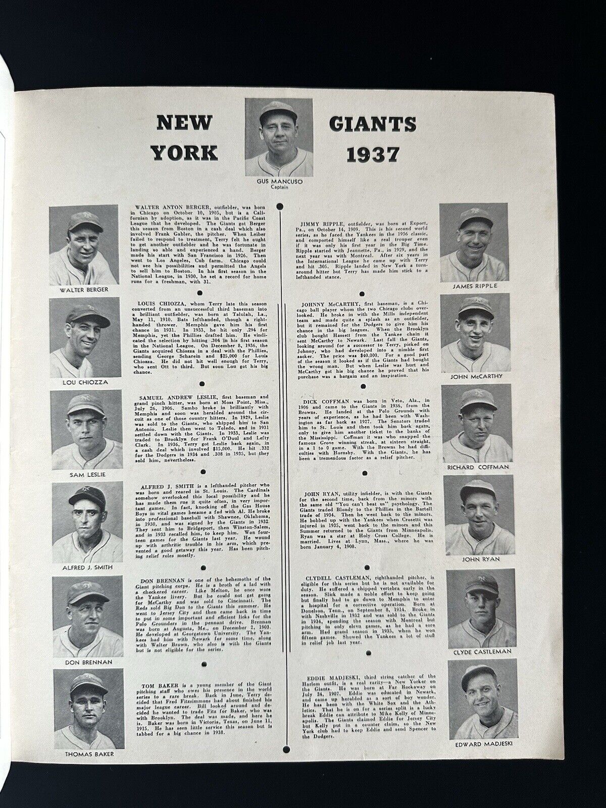 1937 NY Giants World Series Program vs NY Yankees Scored @ Polo Grounds Game 3