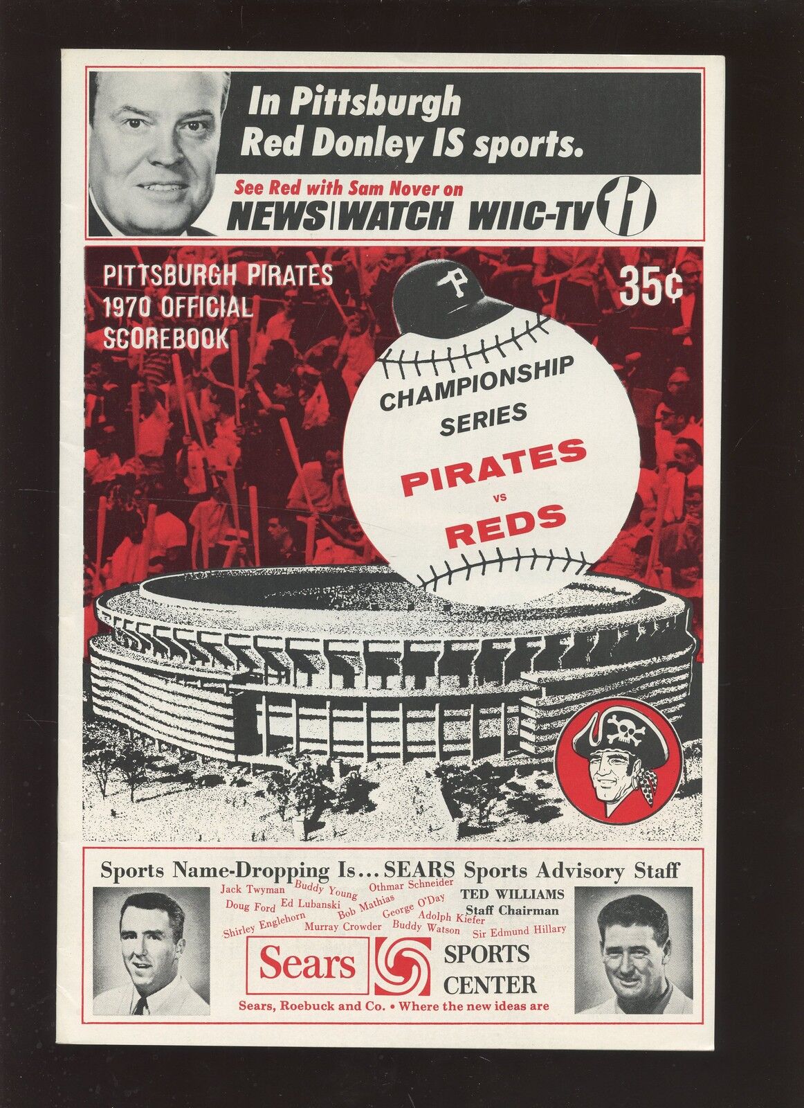 1970 NLCS Baseball Program Cincinnati Reds at Pittsburgh Pirates NRMT