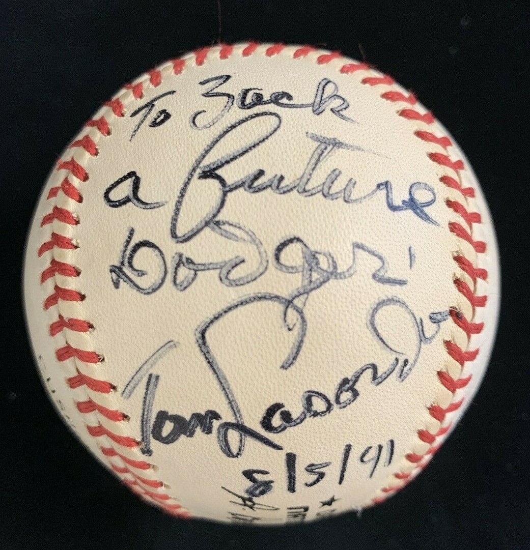 Tom Lasorda LA Dodgers SIGNED Official NL Baseball w/ inscription & Hologram