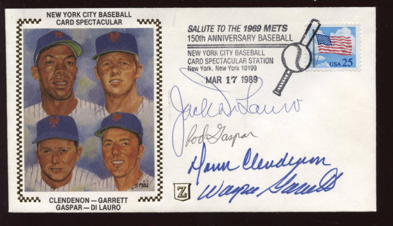 1969 NY Mets SIGNED Z Envelope / Cachet w/ Garrett Clendenon Gaspar DiLauro