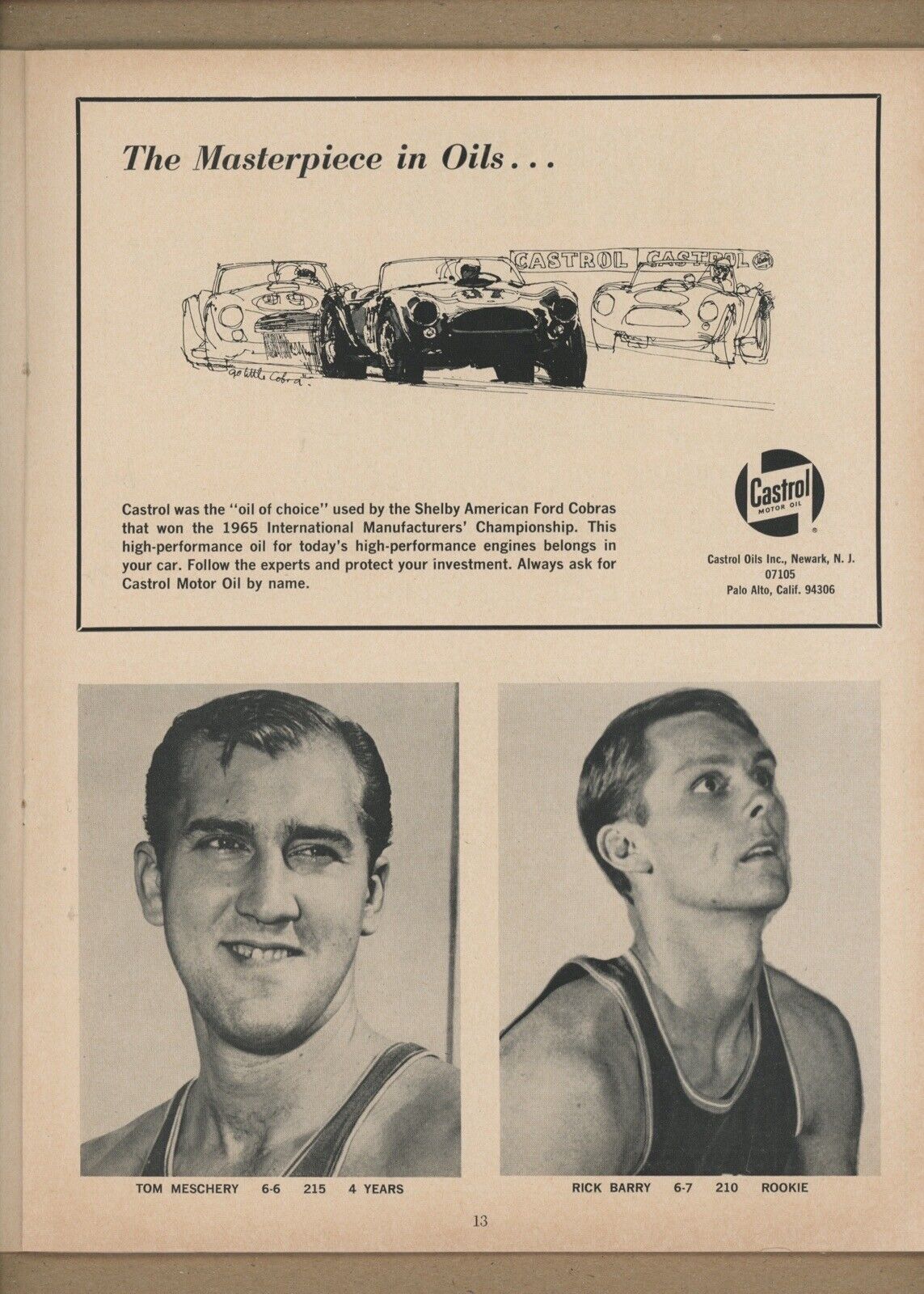 1/12/66 New York Knicks vs San Francisco Warriors Game Program