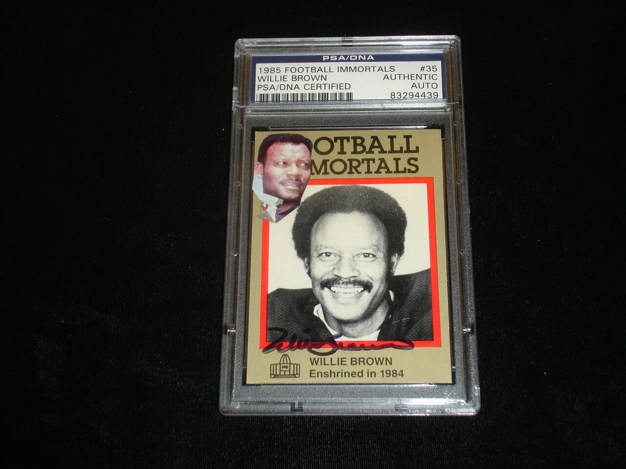 1985 Football Immortals Willie Brown Autographed Football Card-#35-PSA DNA