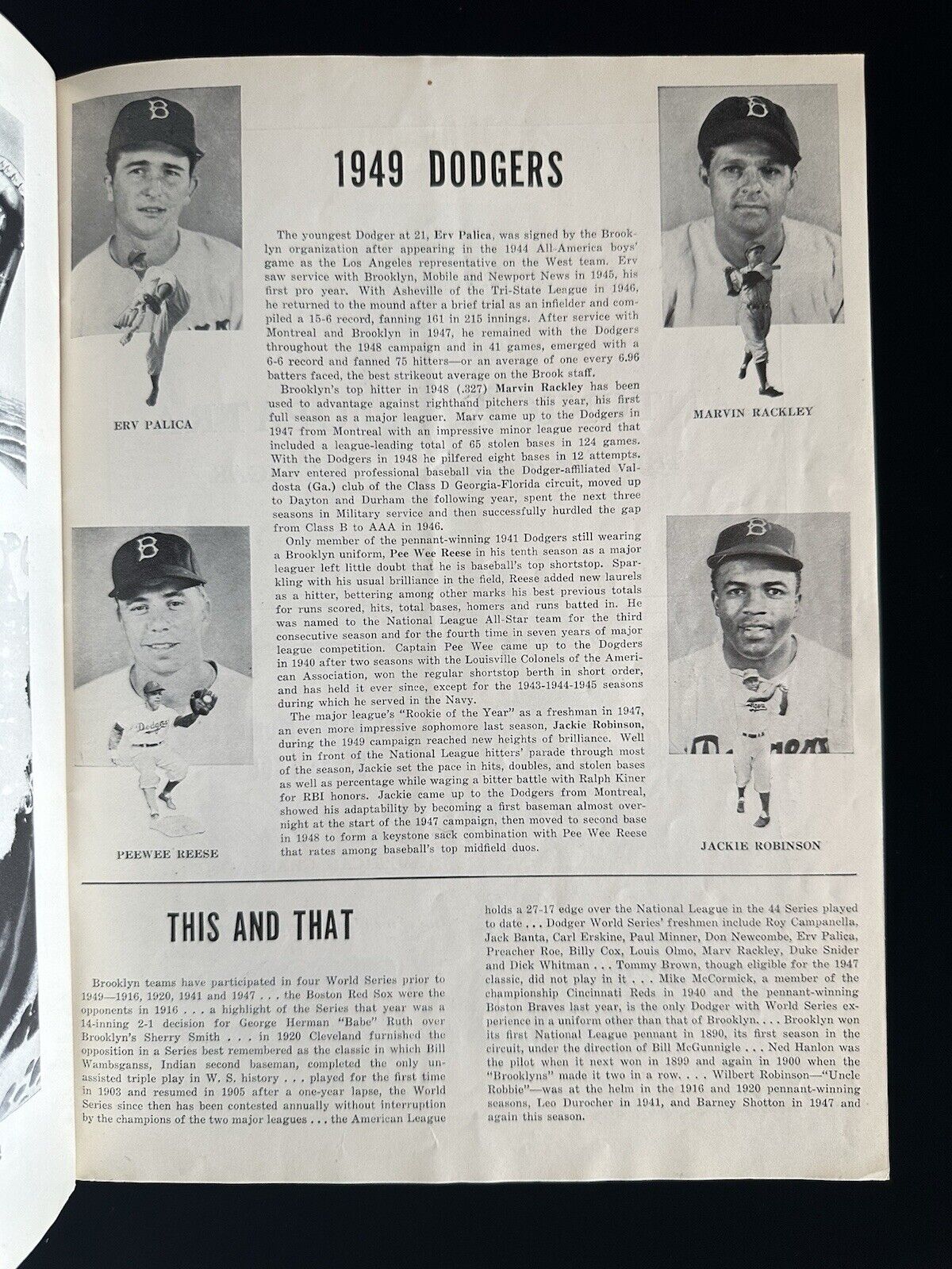 1949 New York Yankees World Series Program vs Brooklyn Dodgers Unscored VG-EX