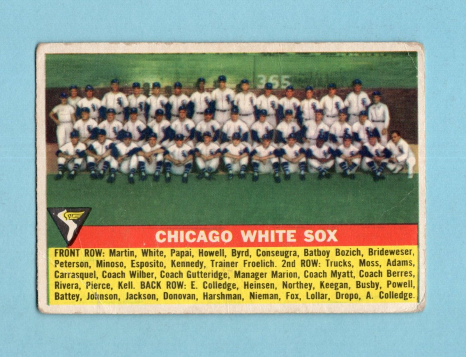 1956 Topps #188 Chicago White Sox Team Baseball Card Low Grade