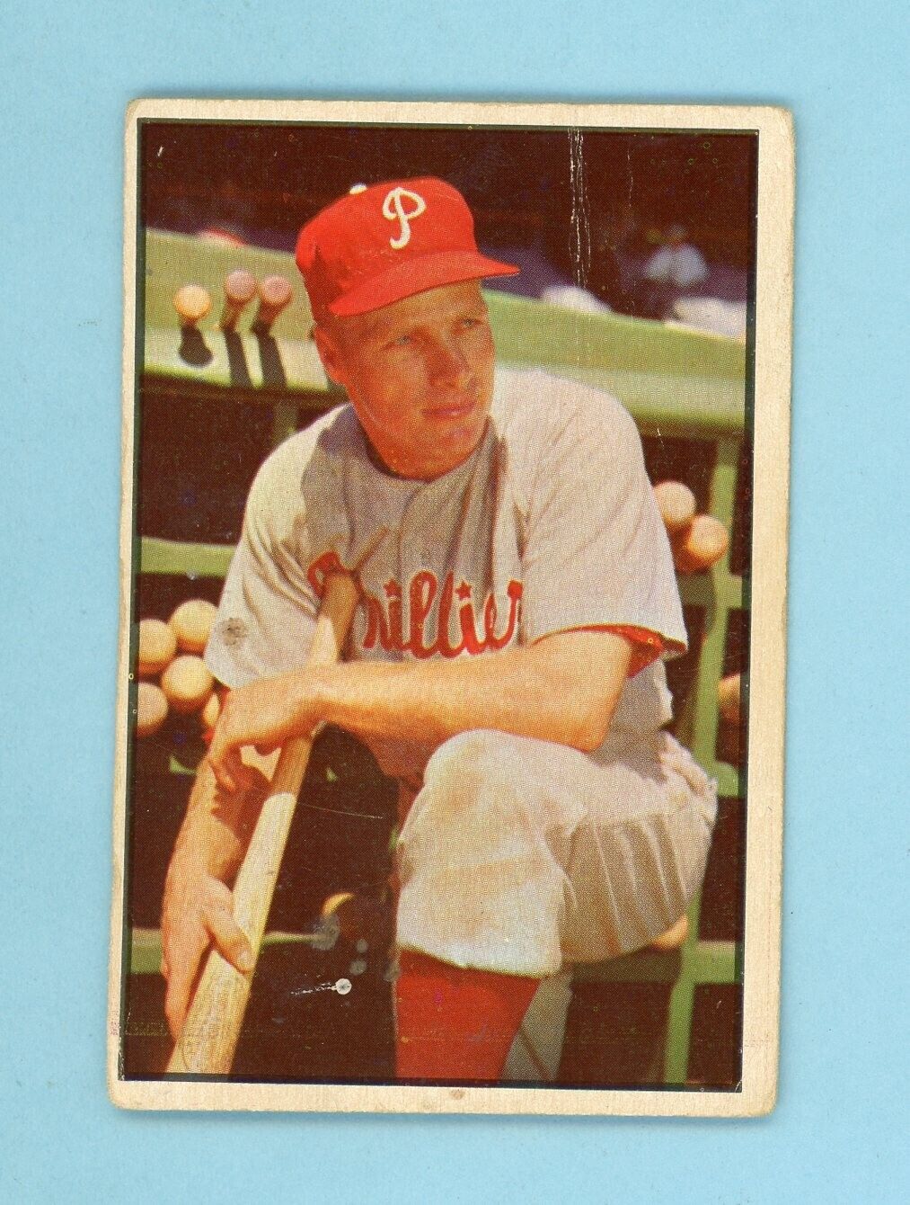 1953 Bowman Color #10 Richie Ashburn Phila Phillies Baseball Card Low Grade