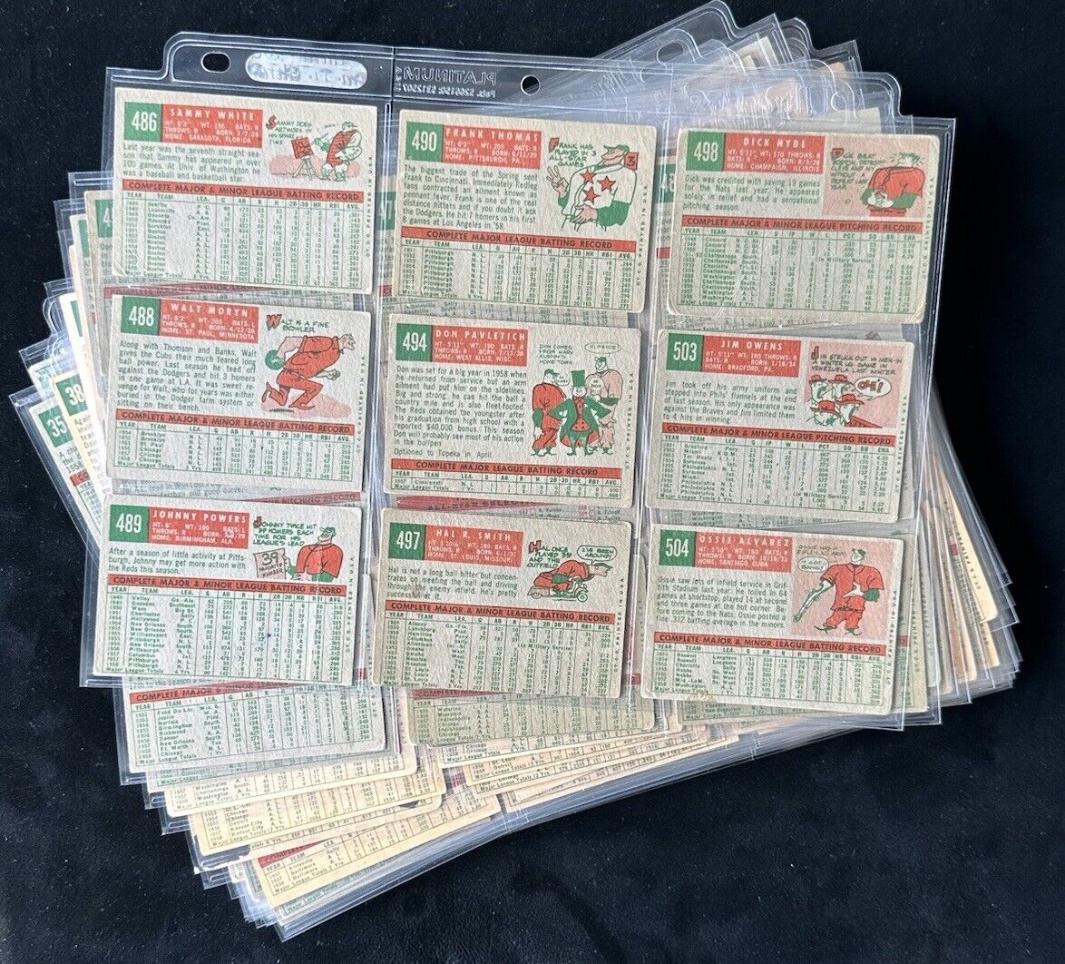 1959 Topps Starter Set Lot of 270 Diff. Baseball Cards w/ 15 HOFers- Low Grade