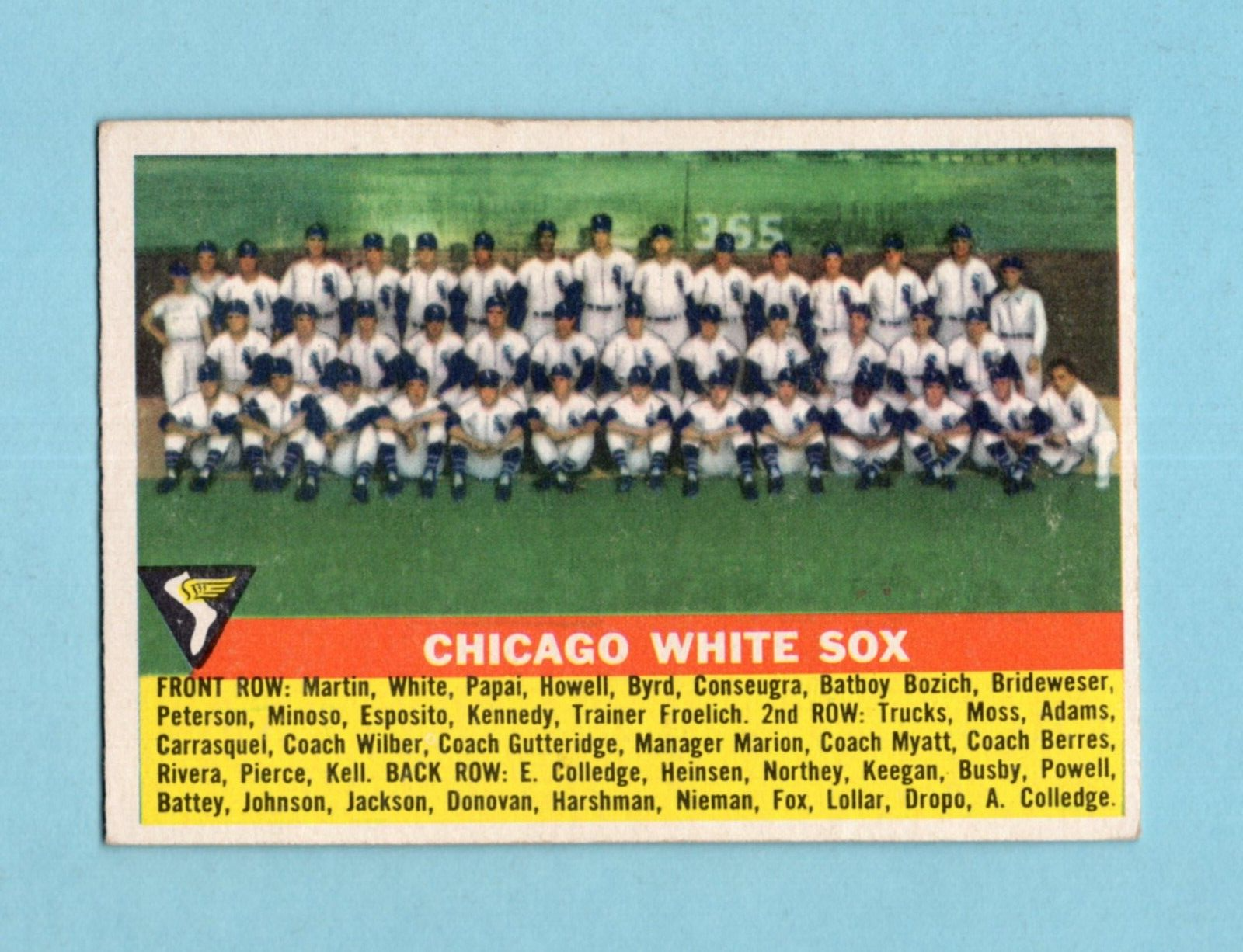 1956 Topps #188 Chicago White Sox Team Baseball Card EX+ app wrk ls