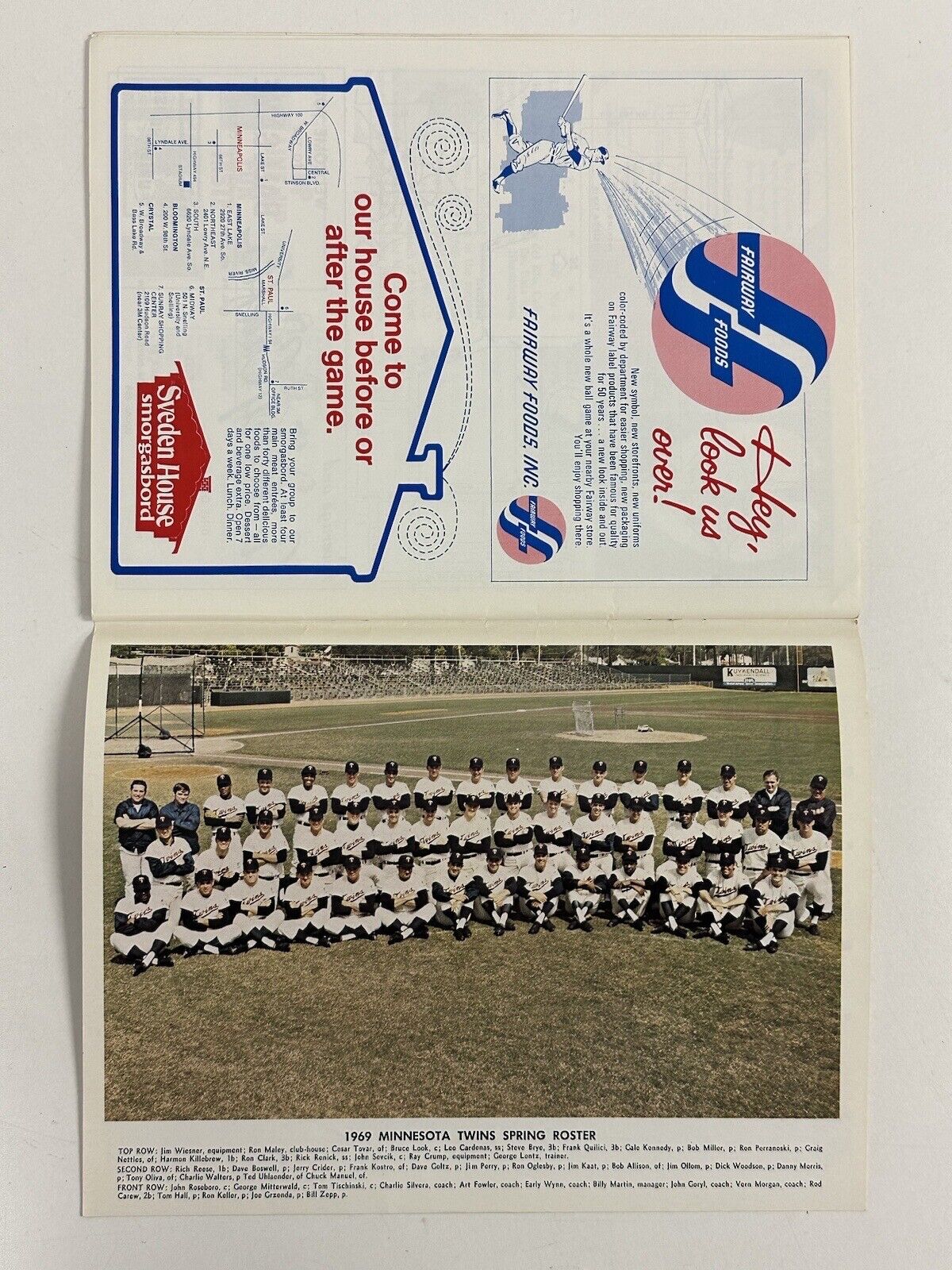 Sept 19 1969 Minnesota Twins Baseball Program vs Seattle Pilots 1st year -scored