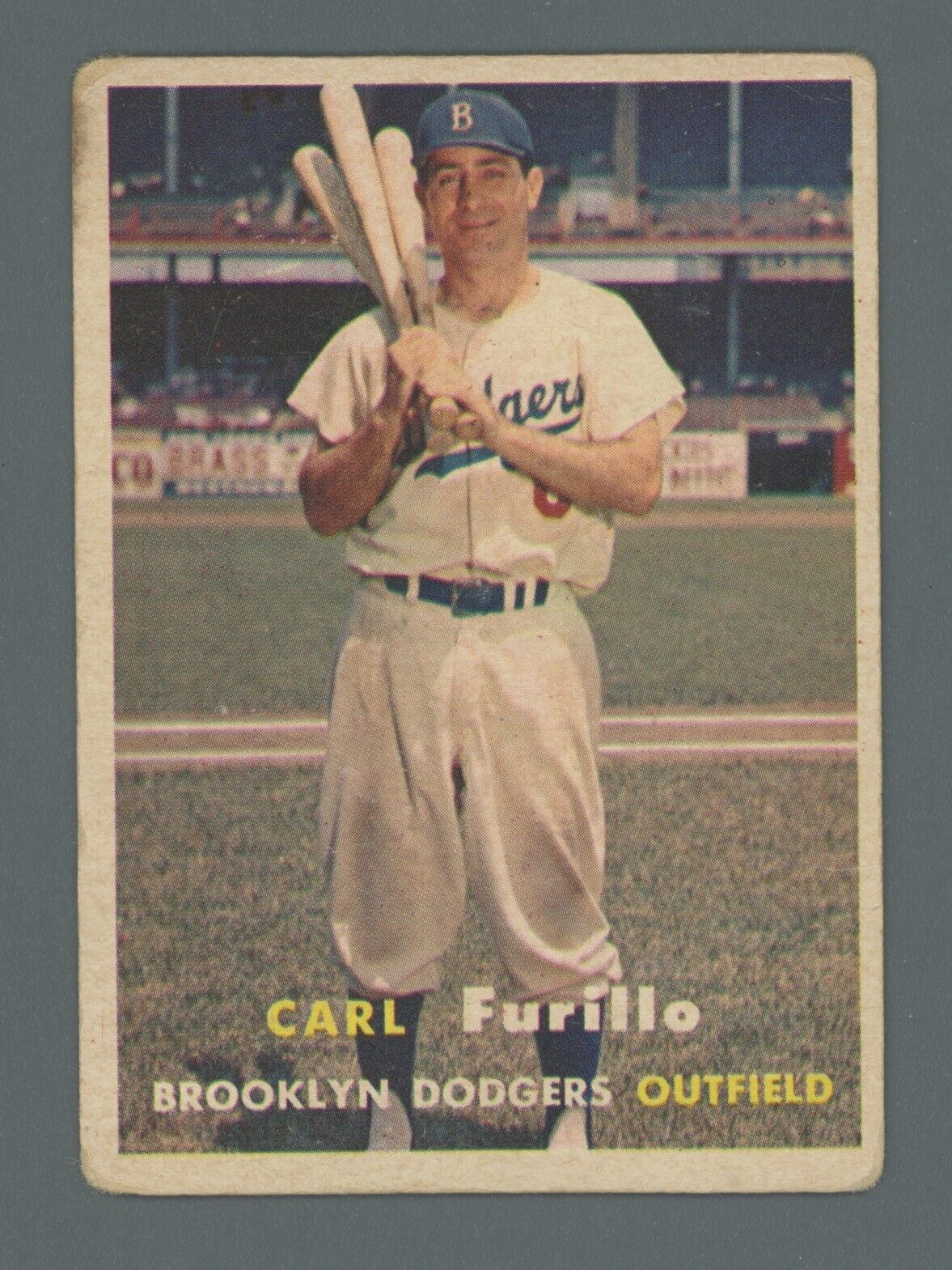 1957 Topps #45 Carl Furillo Brooklyn Dodgers Baseball Card Low Grade