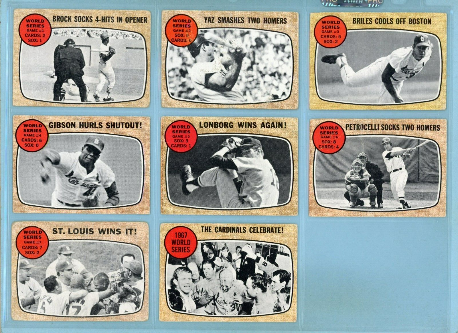 1968 Topps Set of 8 1967 World Series Special Baseball Cards Low Grade