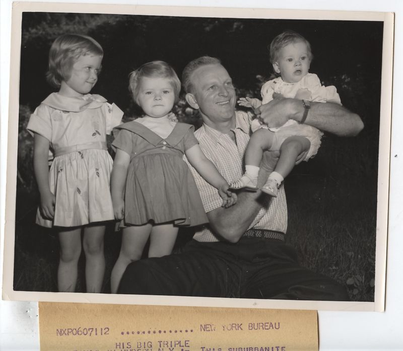 Original 1955 Whitey Lockman Giants + Kids Wire Photo