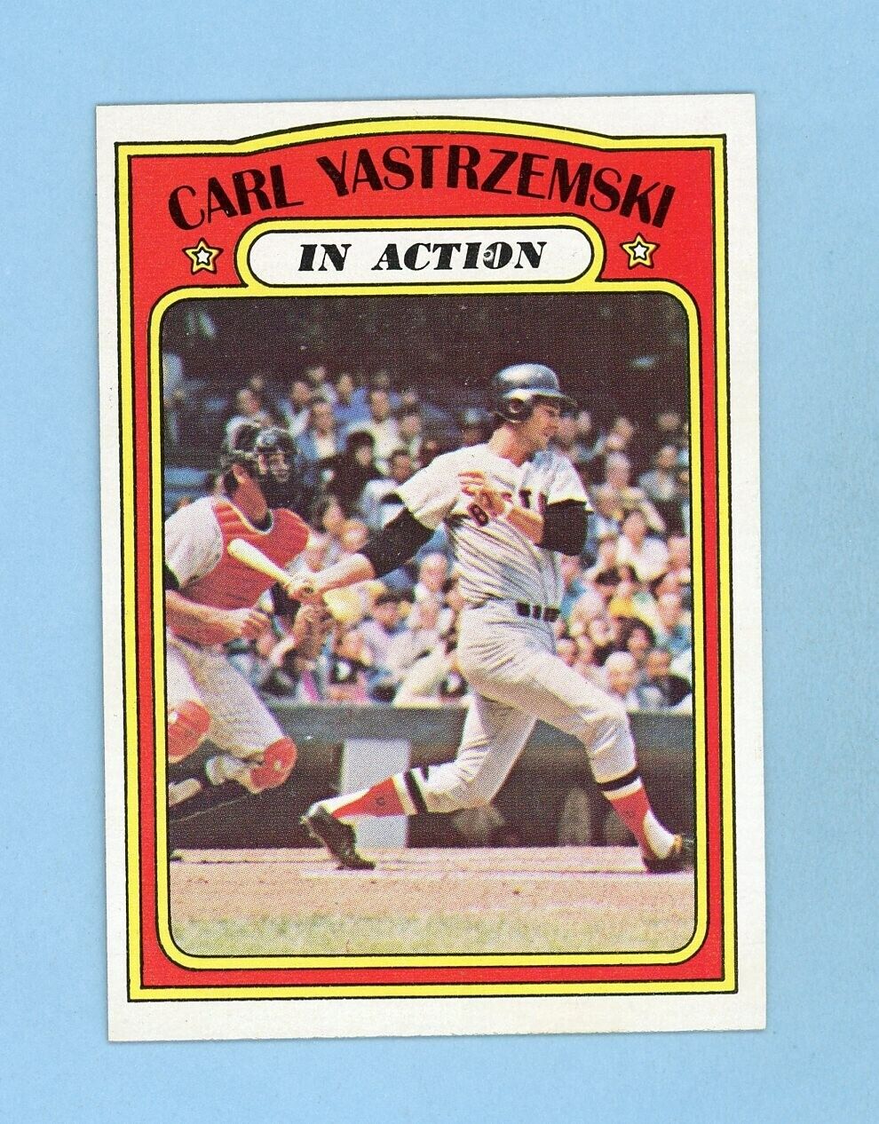 1972 Topps #38 Carl Yastrzemski In Action Boston Red Sox Baseball Card NM