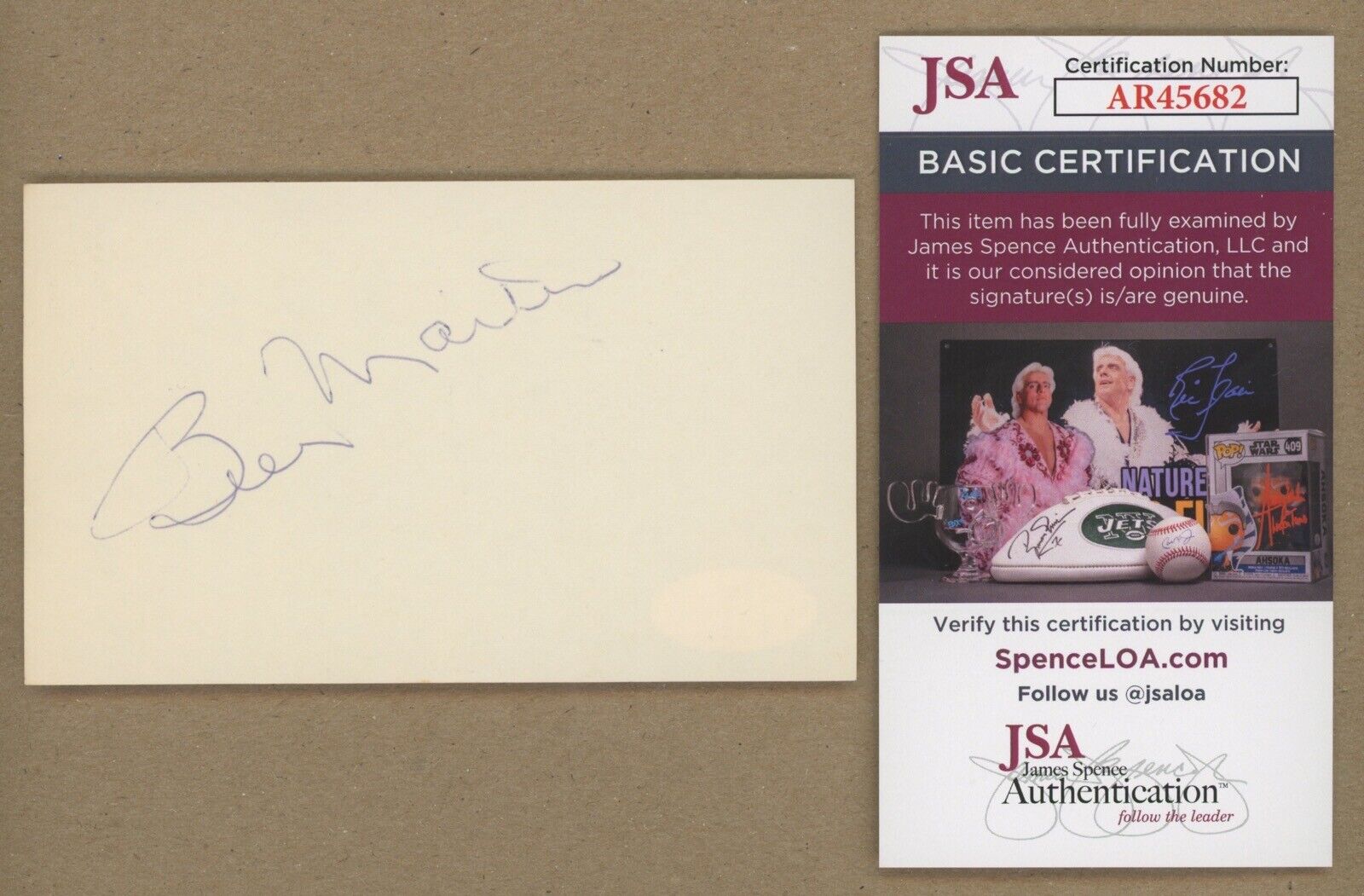 Billy Martin Signed Index Card Auto with JSA Certification