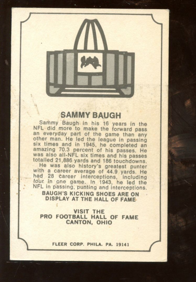 1974 Fleer Football Card Sammy Baugh Autographed EX w/ hologram