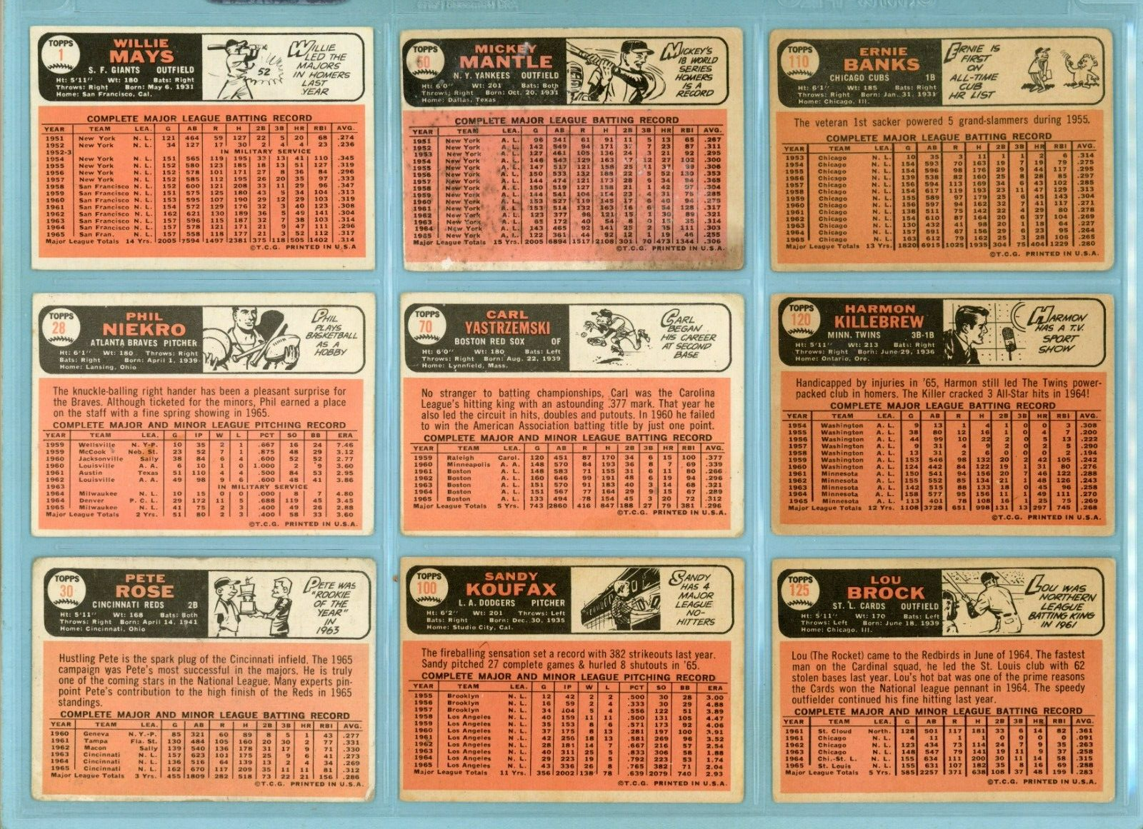 1966 Topps Lot of 21 Different Hall of Famer Baseball Cards Low Grade