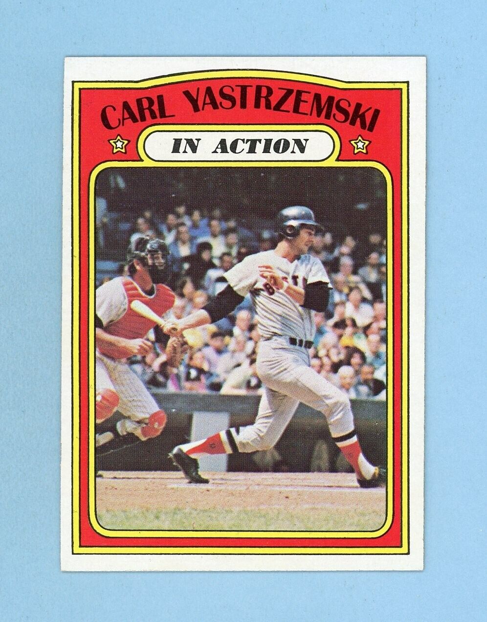 1972 Topps #38 Carl Yastrzemski In Action Boston Red Sox Baseball Card NM