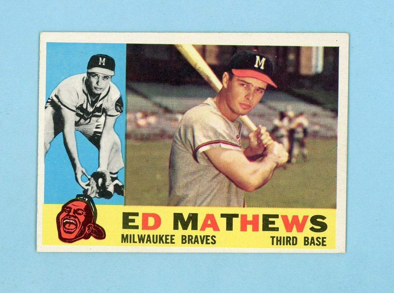 1960 Topps #420 Ed Mathews Milwaukee Braves Baseball Card EX++ - Ex/Mt dia shp