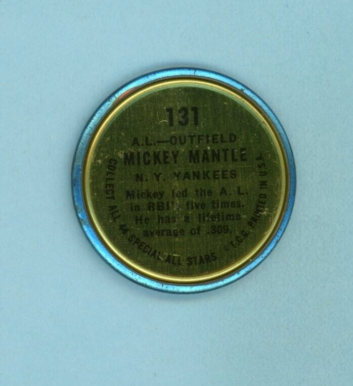 1964 Topps Coin #131 Mickey Mantle All-Star New York Yankees Baseball Coin