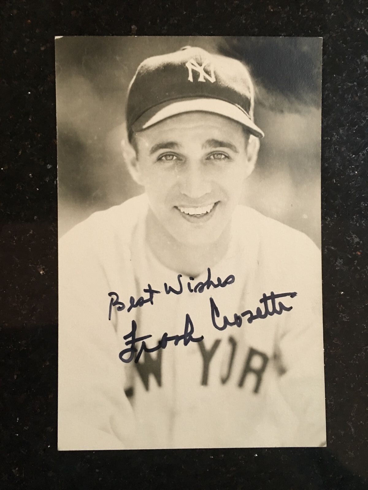 New York Yankees Frank Frankie Crosetti Autographed Postcard