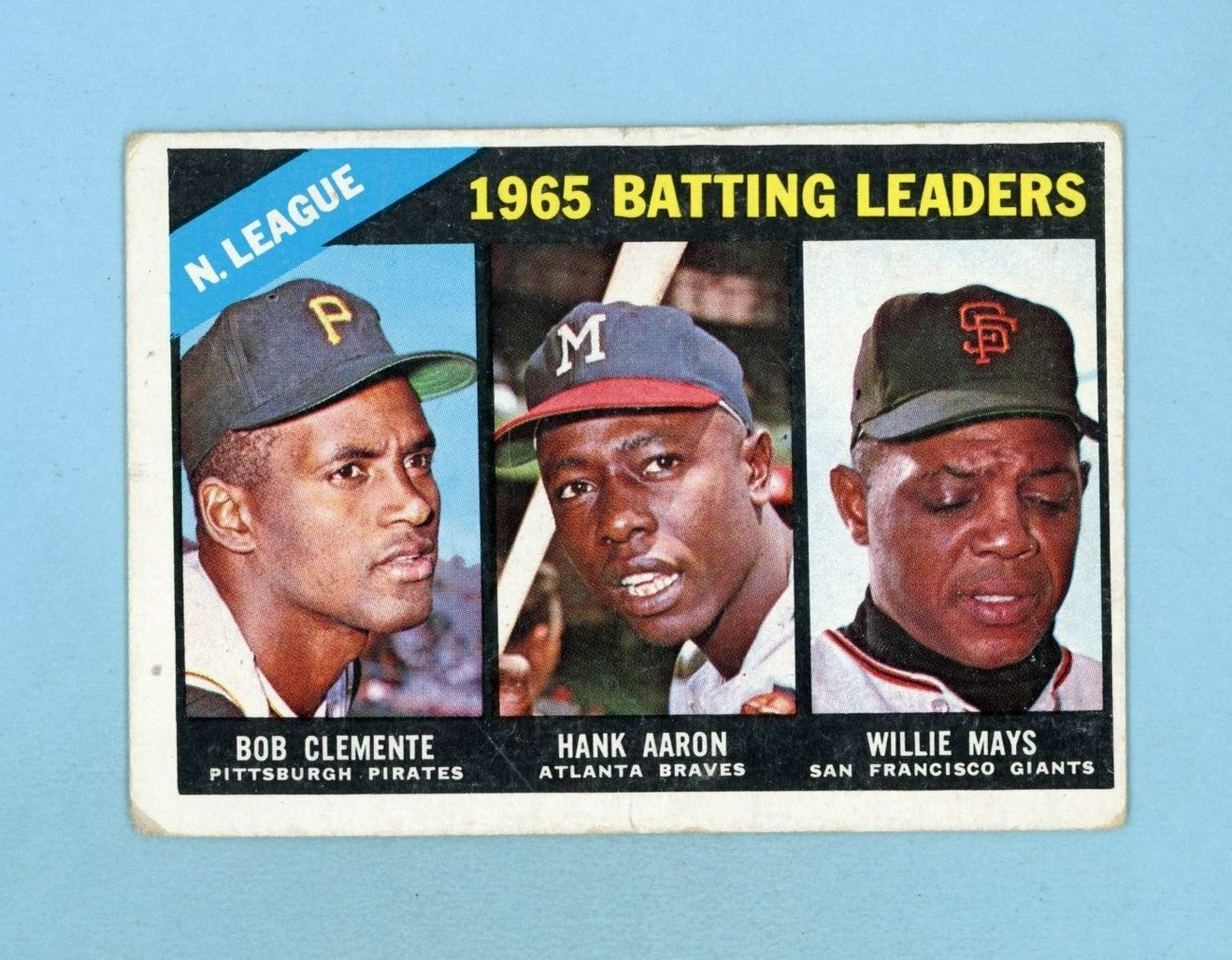 1966 Topps #215 1965 NL Batting Leaders Clemente Aaron Mays Baseball Card LG