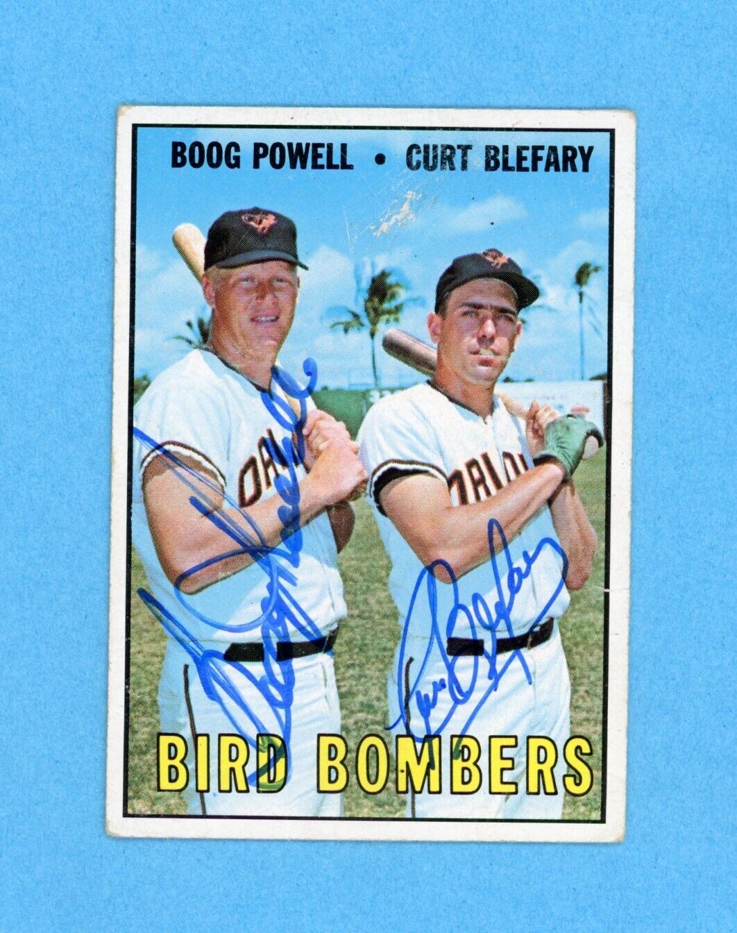 Boog Powell Curt Blefary Signed 1967 Topps Card #521 Auto w B&E Hologram