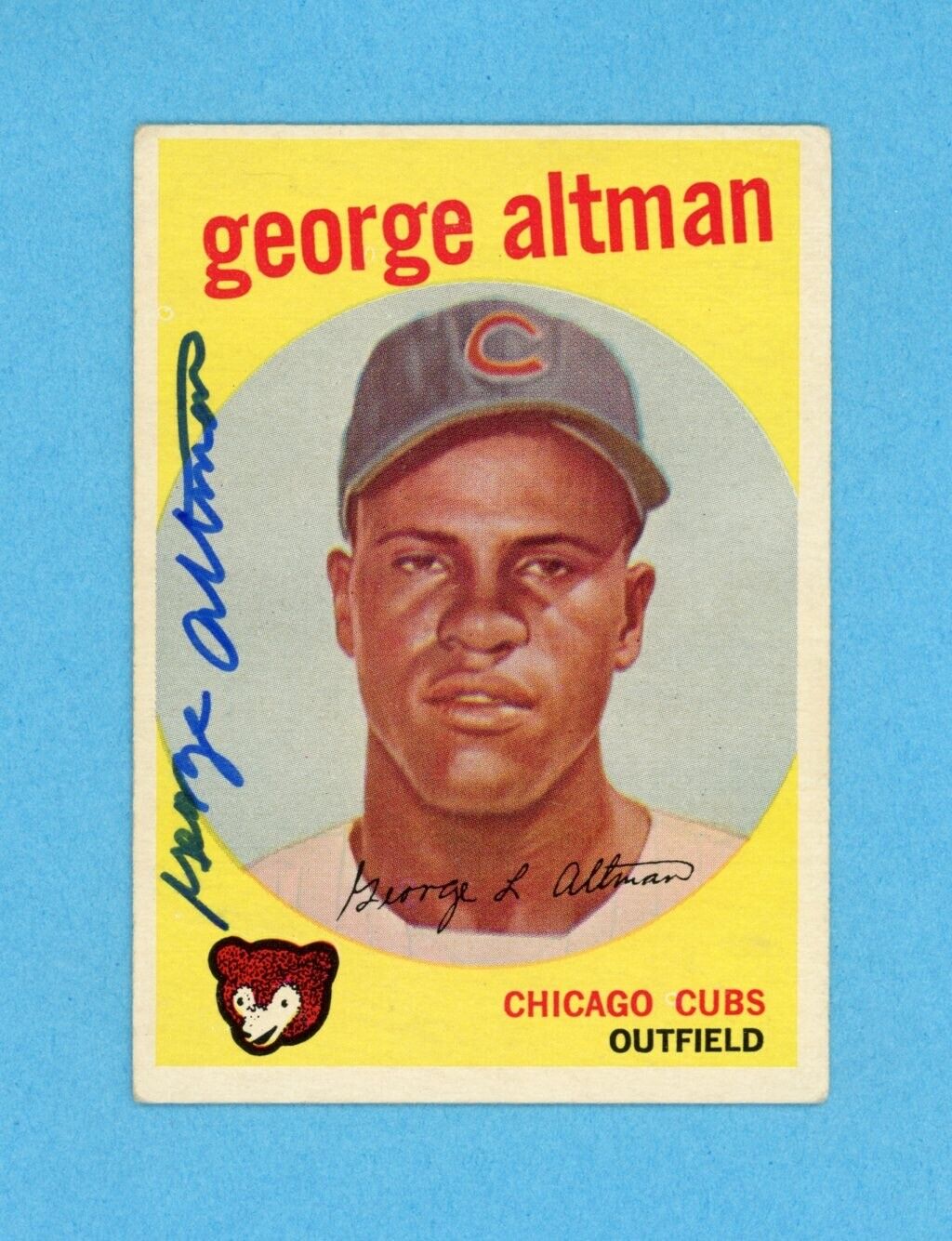 George Altman Signed 1959 Topps High# Card #512 Auto with B&E Hologram