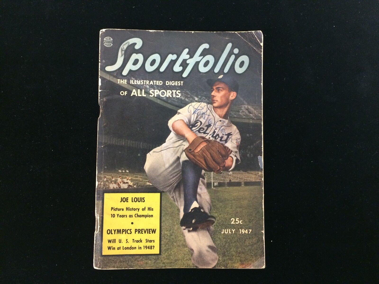 July 1947 Sportfolio Magazine - Hal Newhouser Cover & Autograph