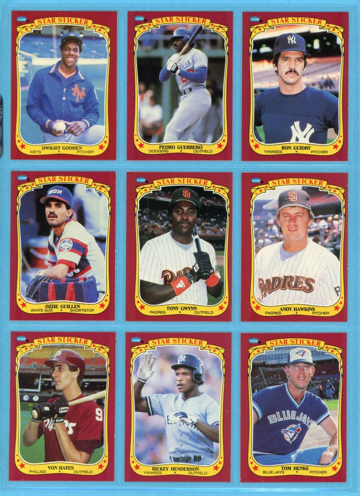 1986 Fleer Star Stickers Complete Set of 132 Baseball Cards NM