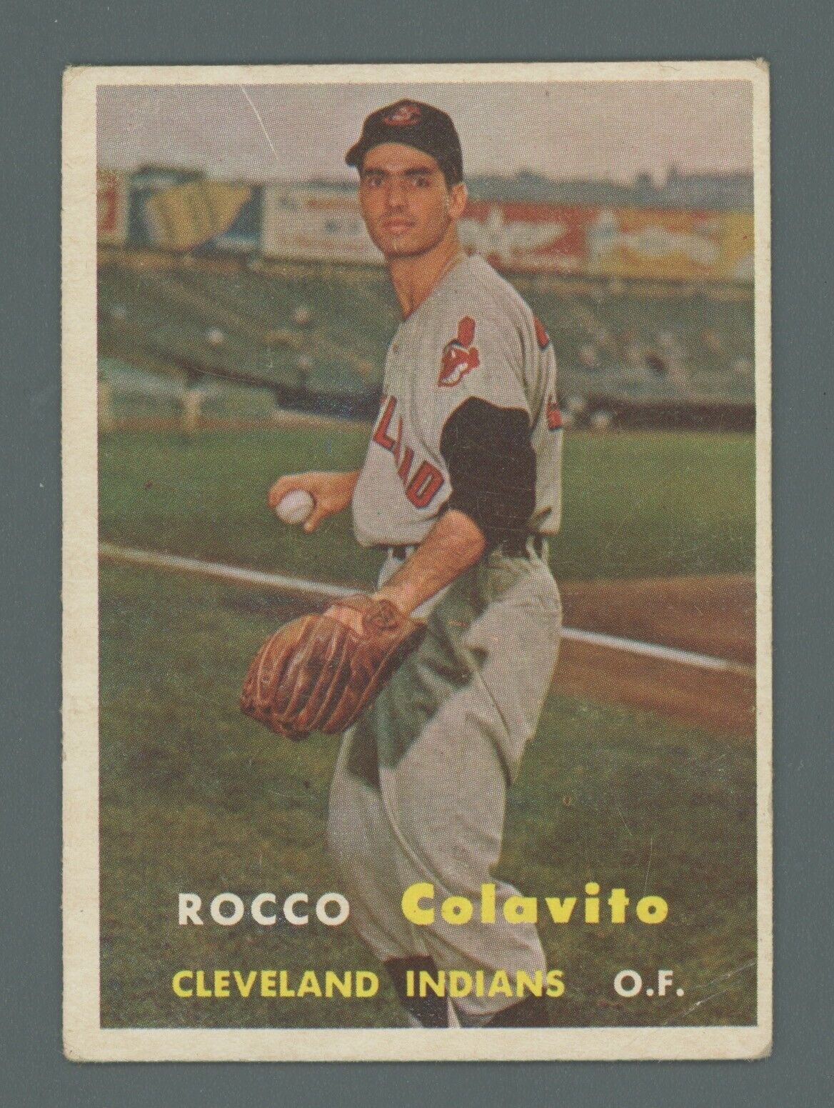 1957 Topps #212 Rocky Colavito Cleveland Indians Rookie Baseball Card V/E scr wk