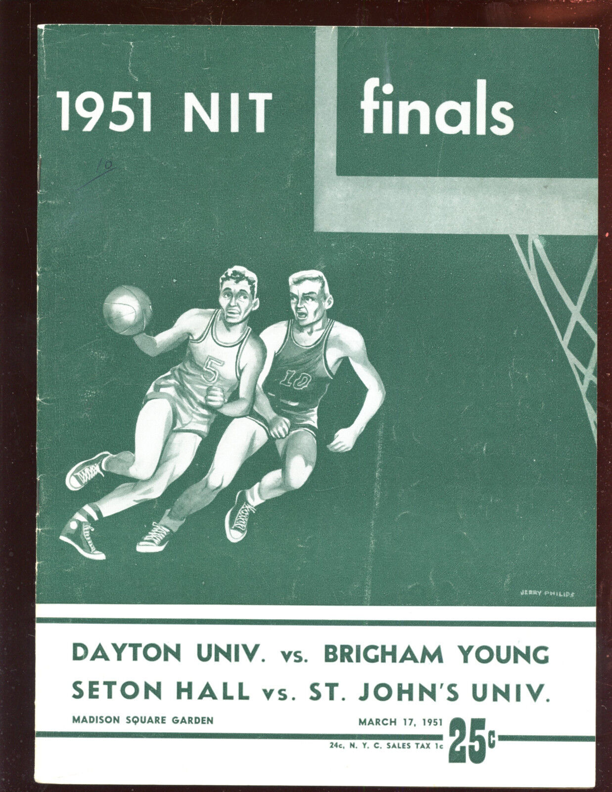 1951 NCAA Basketball NIT Final Program Dayton vs Brigham Young EX