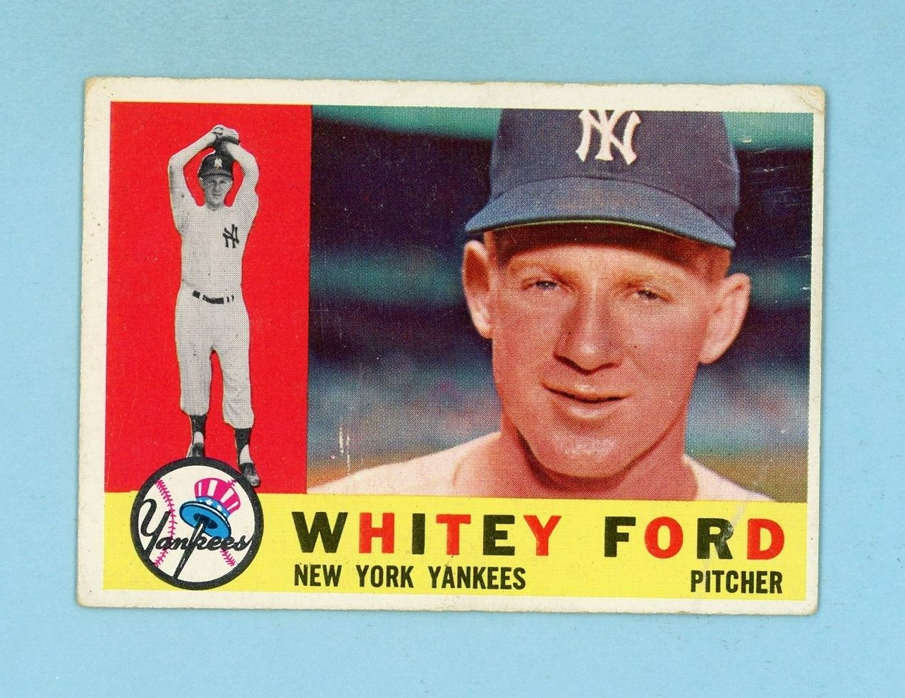 1960 Topps #35 Whitey Ford New York Yankees Baseball Card Vg/Ex ls mks wk/cr