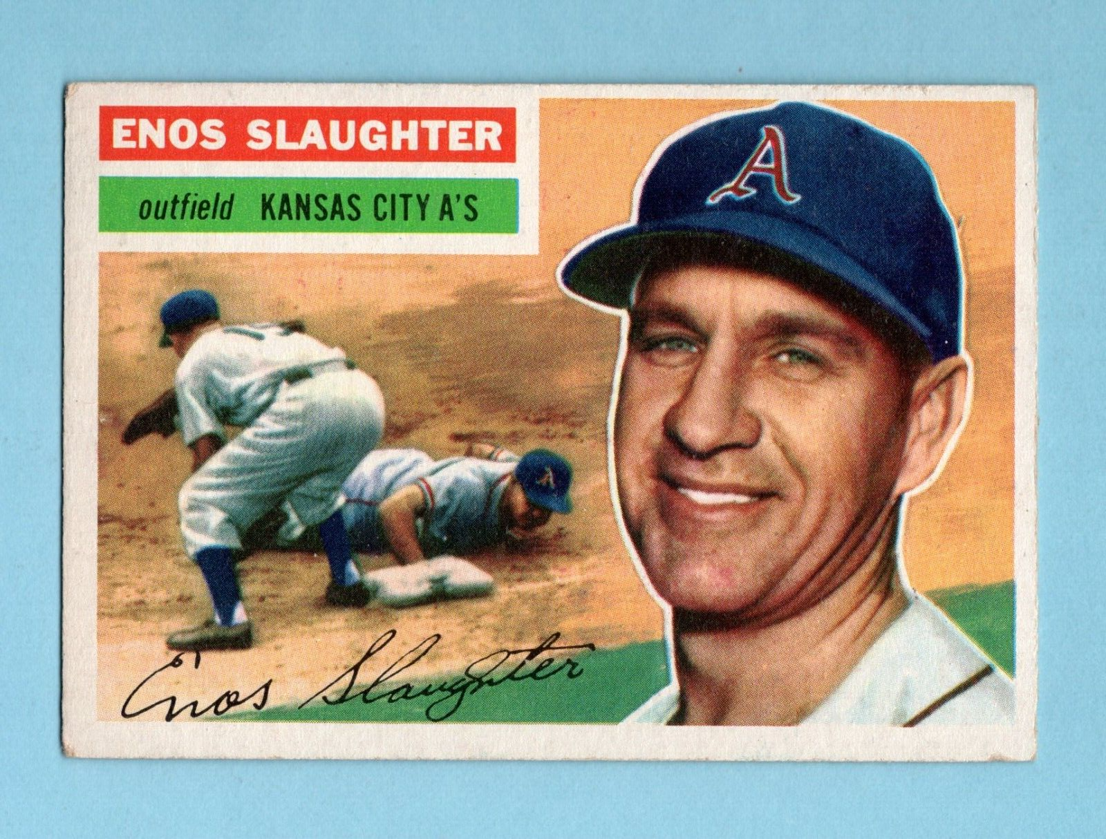 1956 Topps #109 Enos Slaughter Kansas City A's Baseball Card EX - EX+