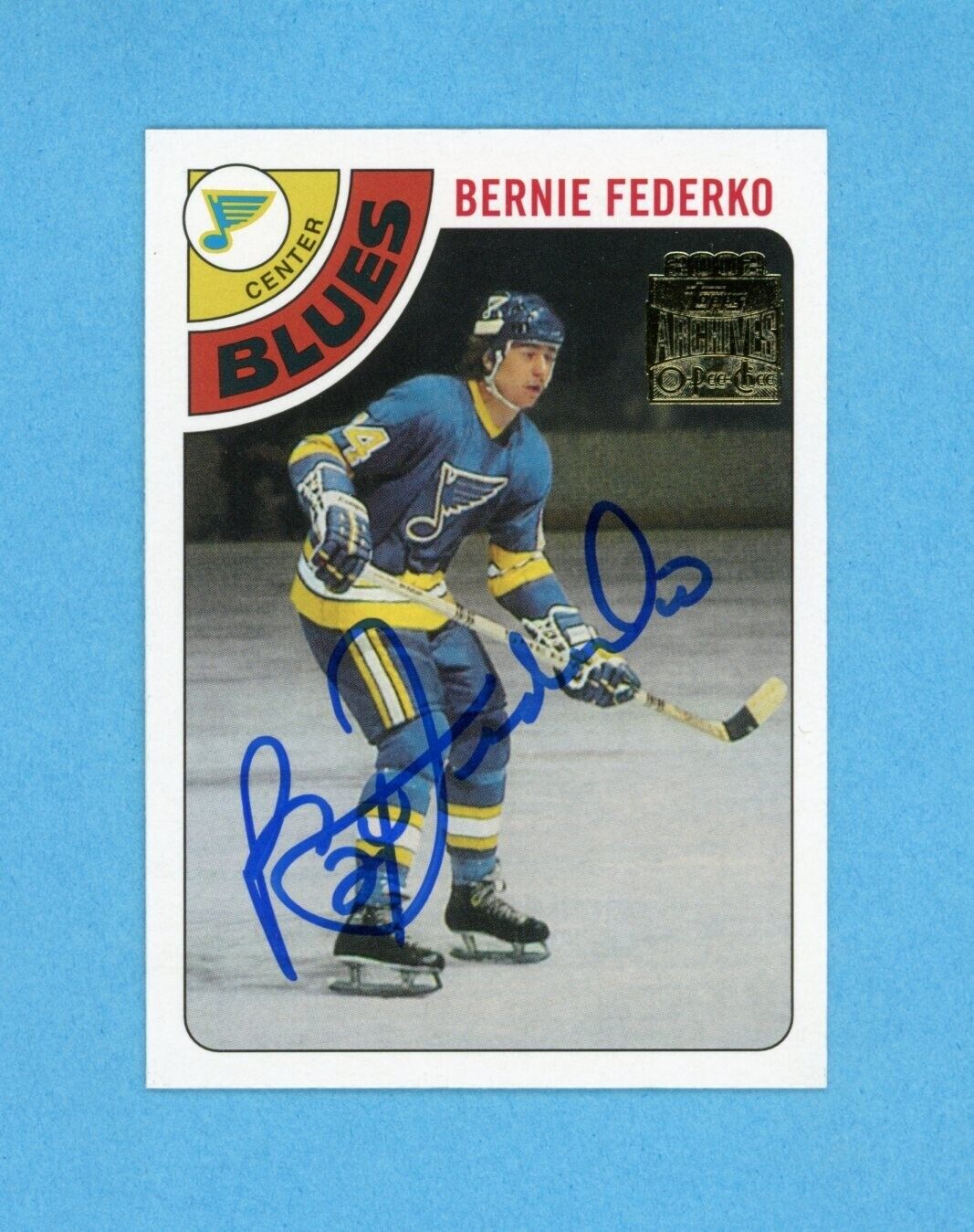 Bernie Federko 2001-02 Topps/OPC Archives #60 Autographed Hockey Card