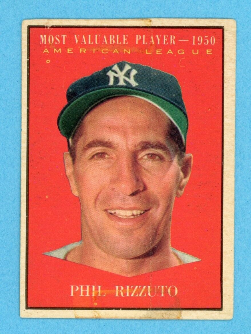 1961 Topps #471 Phil Rizzuto 1950 MVP New York Yankees Baseball Card V/E ap tstb