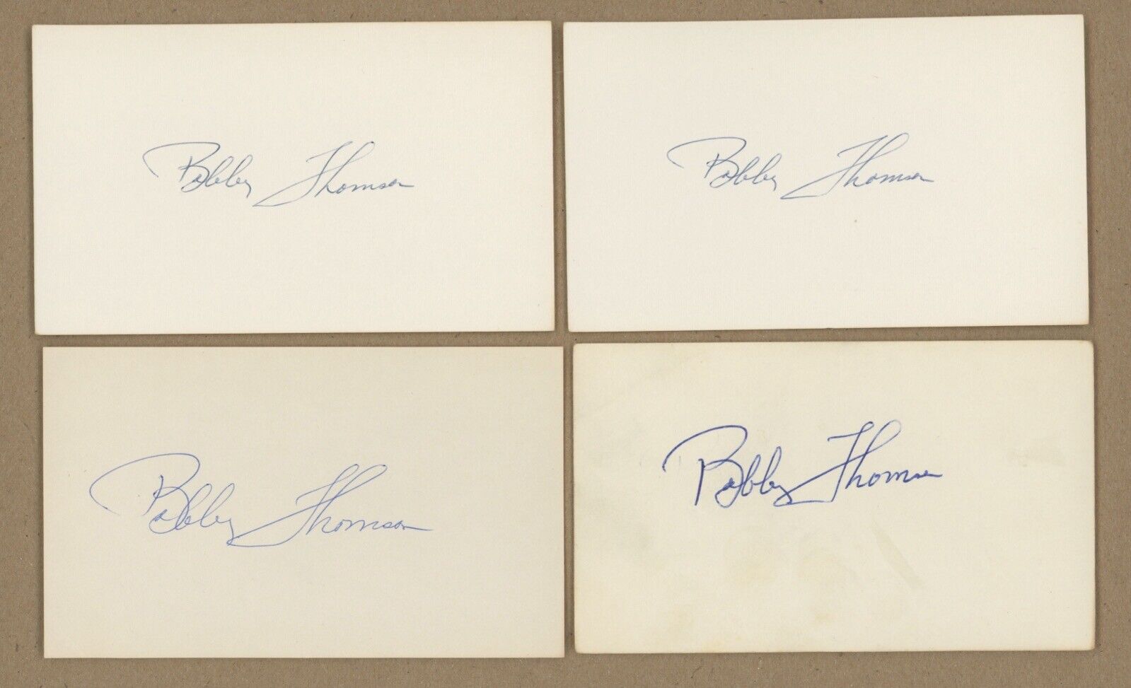 Lot of 24 Bobby Thomson Signed Index Cards w B&E Holograms