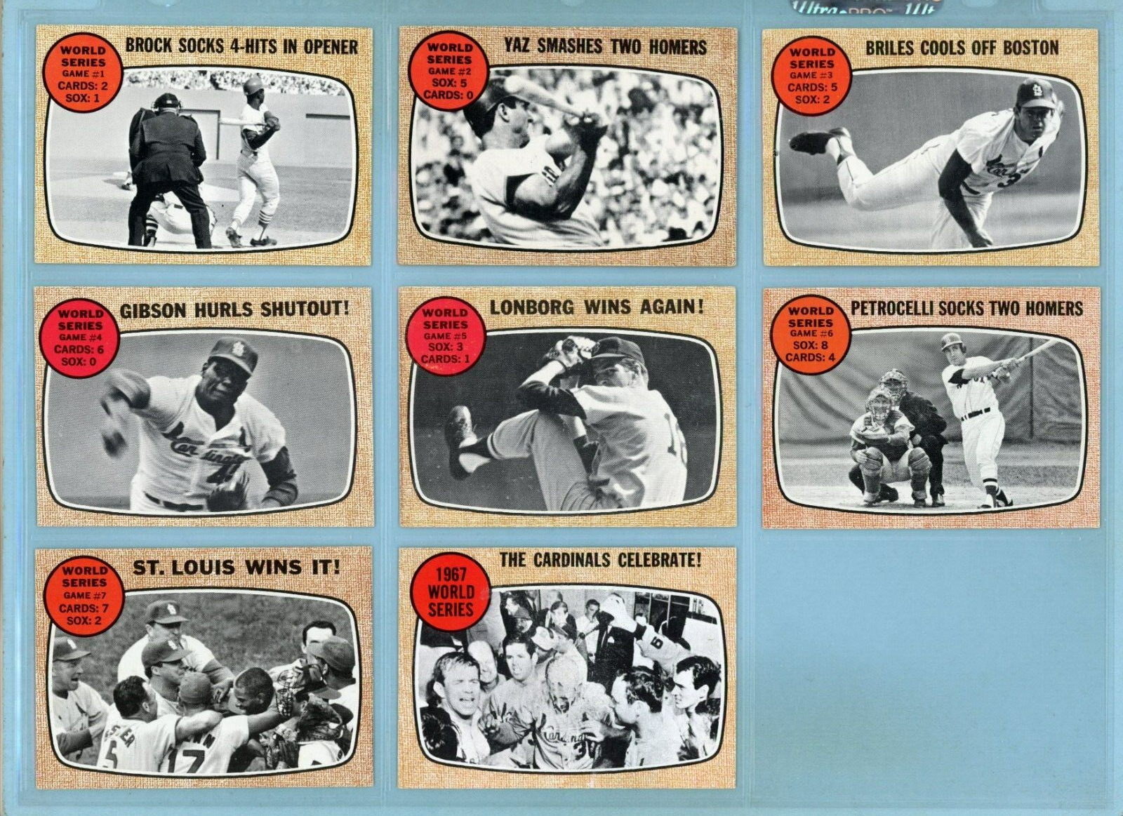 1968 Topps Set of 8 1967 World Series Special Baseball Cards EX - EX+