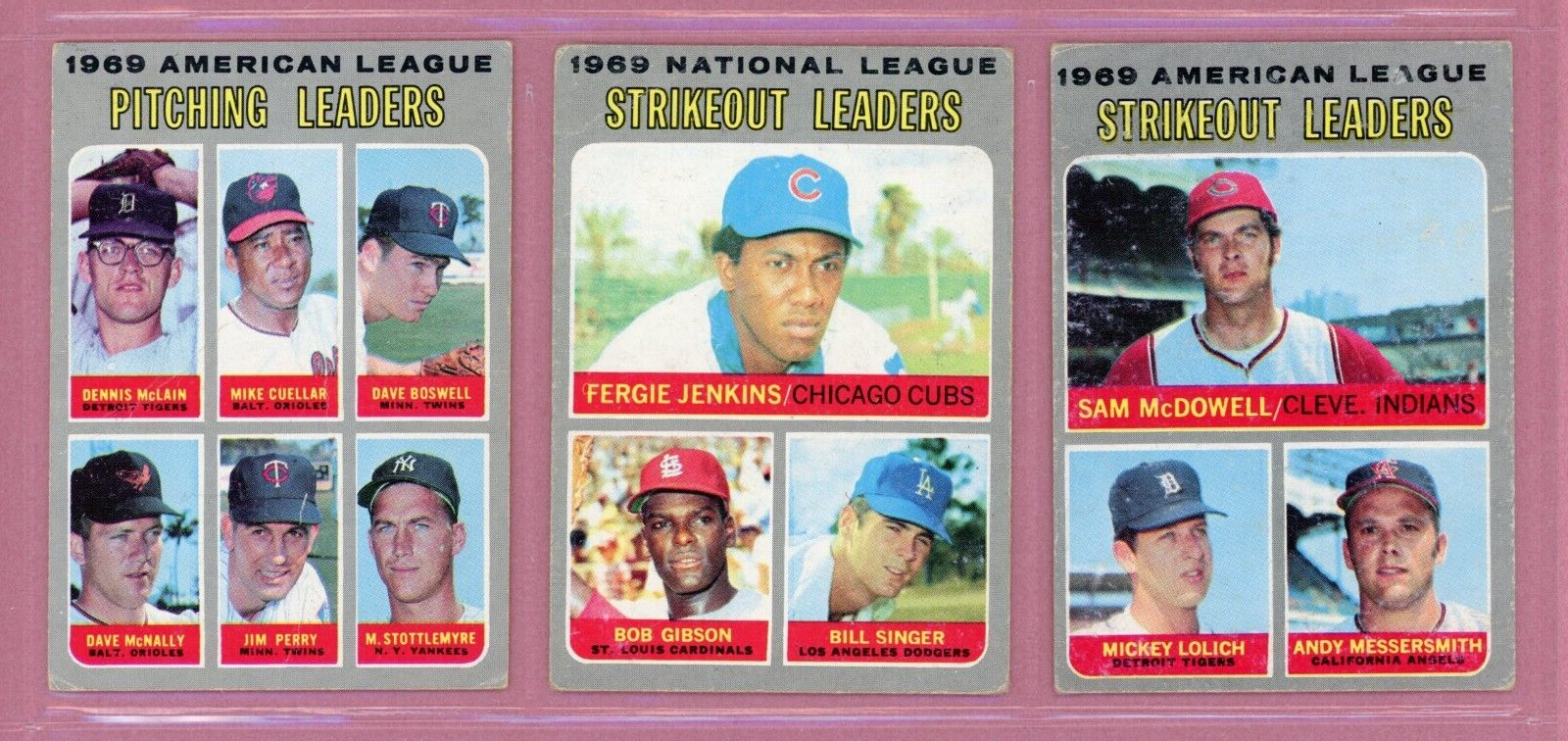 1970 Topps Complete Set of 12 1969 League Leader Baseball Cards Low Grade