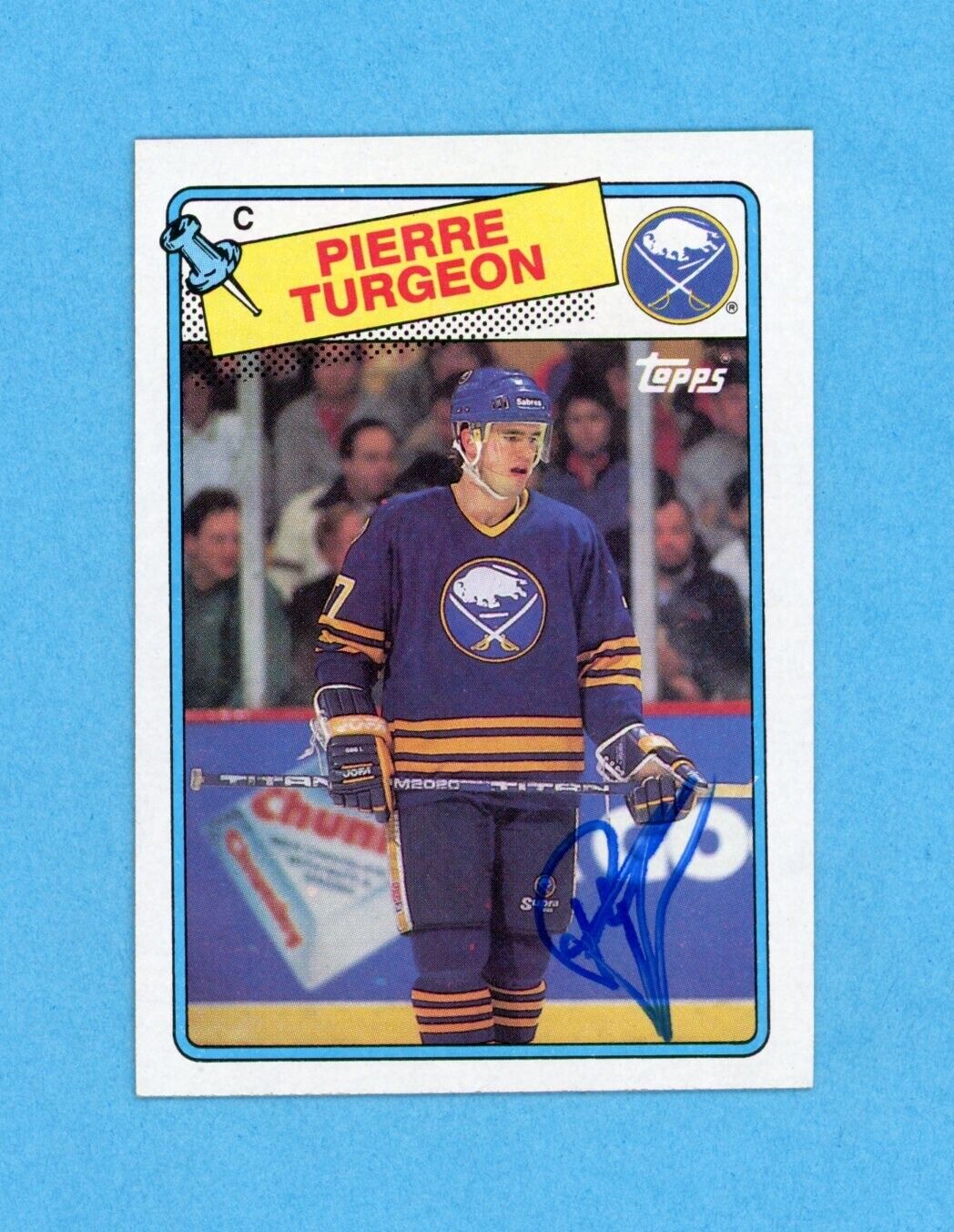 Pierre Turgeon Signed 1988 Topps Card #194 • Auto w B&E Hologram