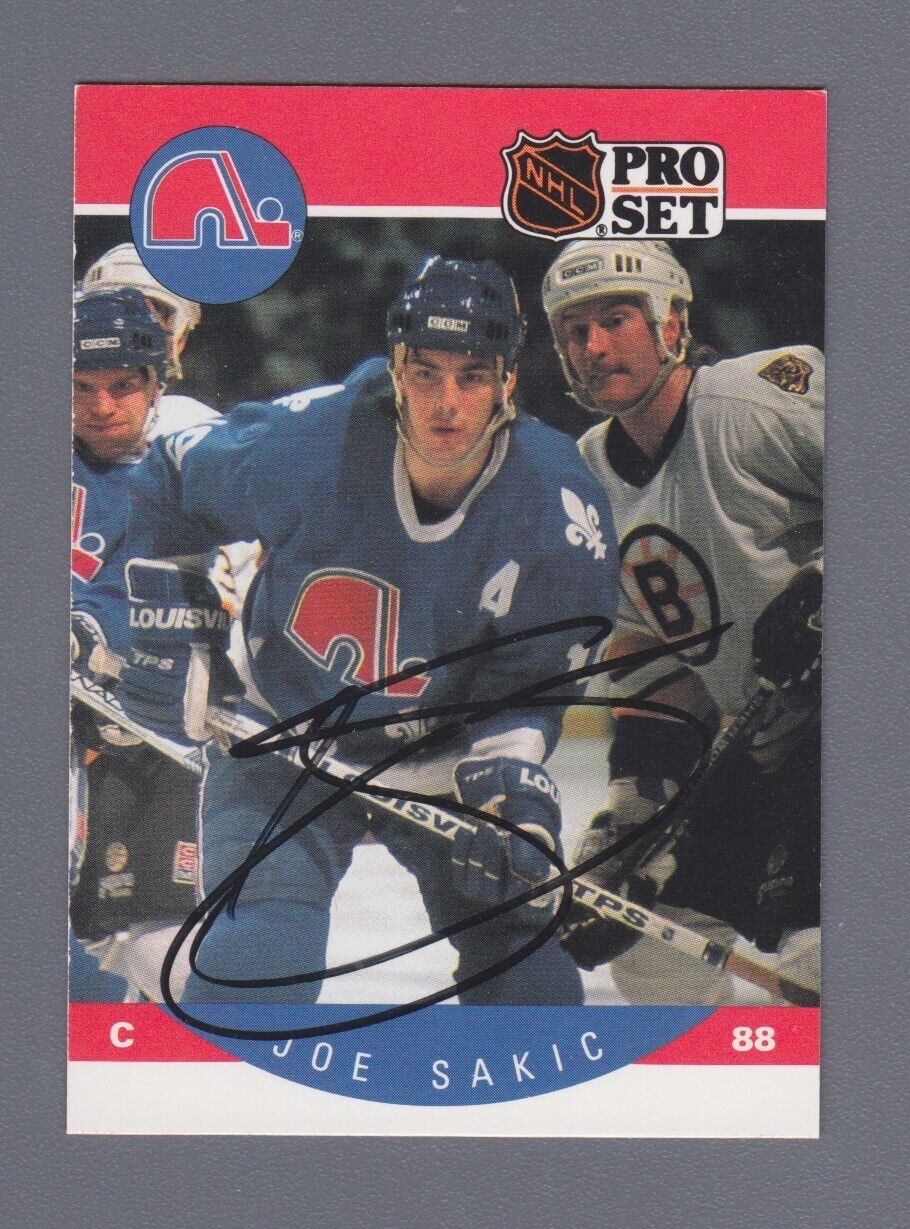 Joe Sakic 1990 Pro Set Signed Card Auto with B&E Hologram