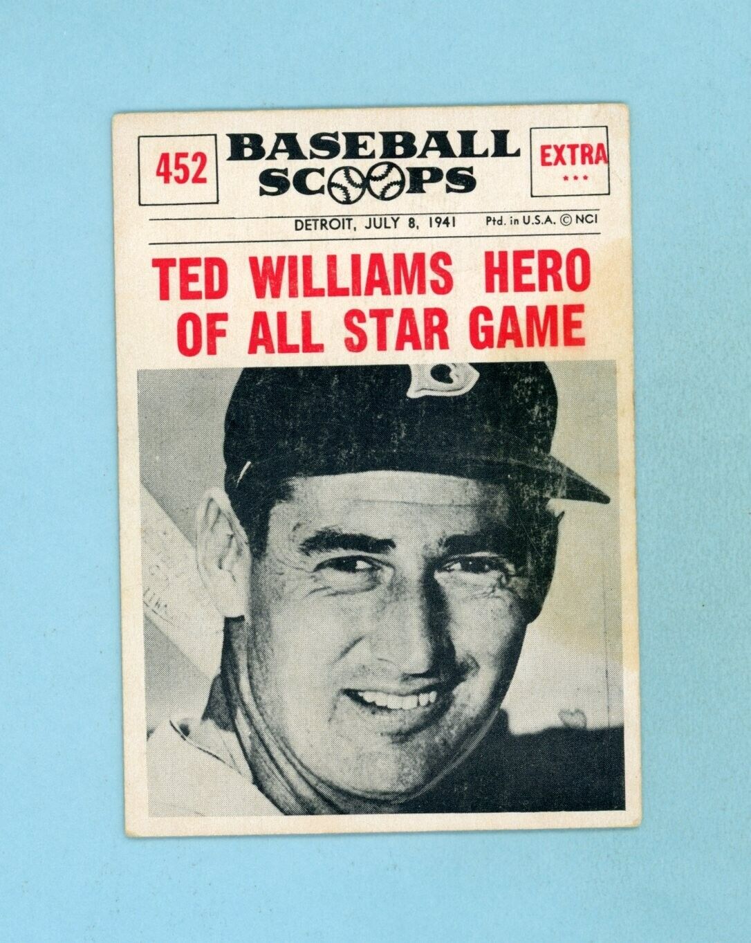 1961 Nu-Card Baseball Scoops #452 Ted Williams Boston Red Sox Baseball Card E ap