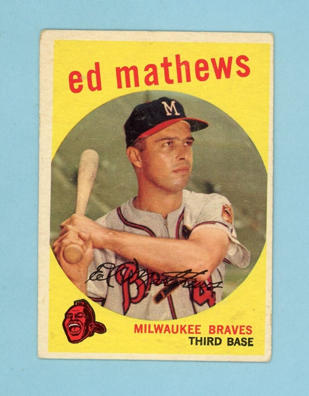 1959 Topps #450 Ed Mathews Milwaukee Braves Baseball Card Vg/Ex wrks/sta/mks