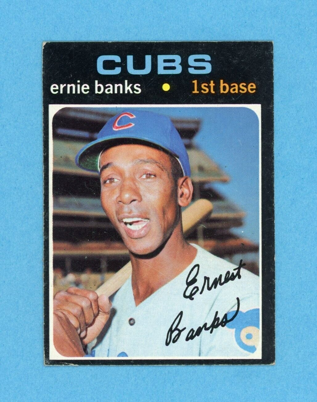 1971 Topps #525 Ernie Banks Chicago Cubs Baseball Card EX o/c scrs