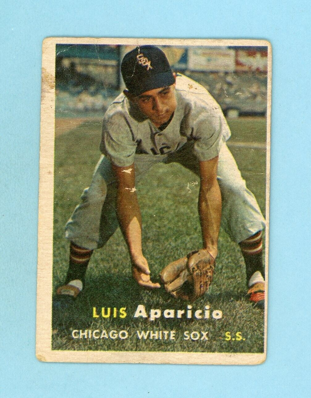 1957 Topps #7 Luis Aparicio Chicago White Sox Baseball Card Low Grade