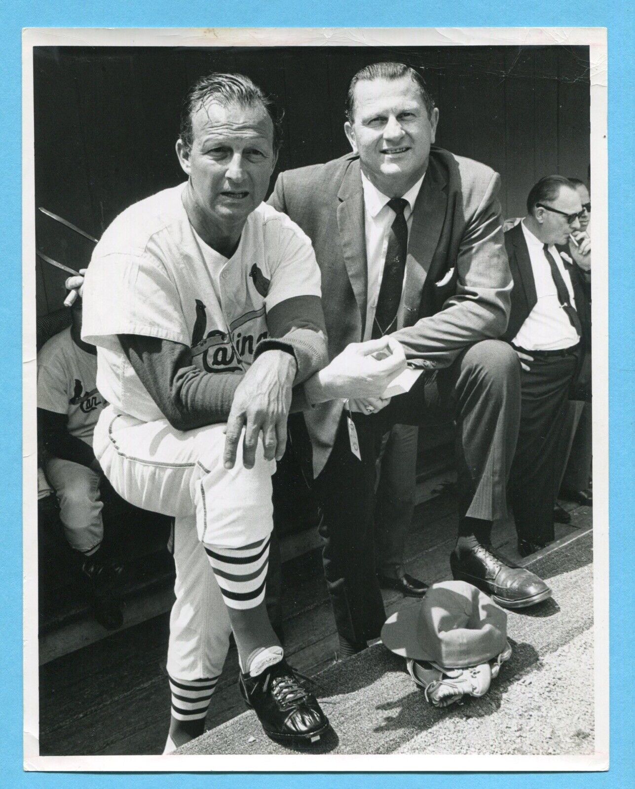 Vintage 7x9 Original UPI WirePhoto - Stan Musial with Eru Dusak 1968